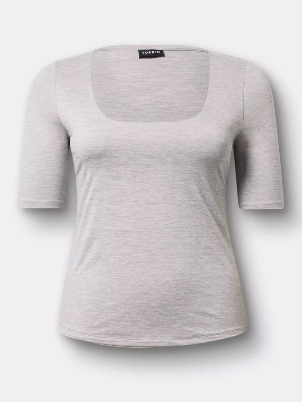 Torrid Top 3X 4X Gray Tee Shirt Elbow Sleeves Square Neck Compression Plus Size
